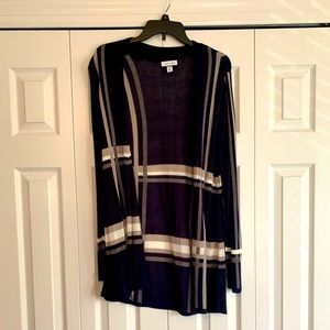 Lightly worn Charter Club Navy, Tan, and White cardigan.